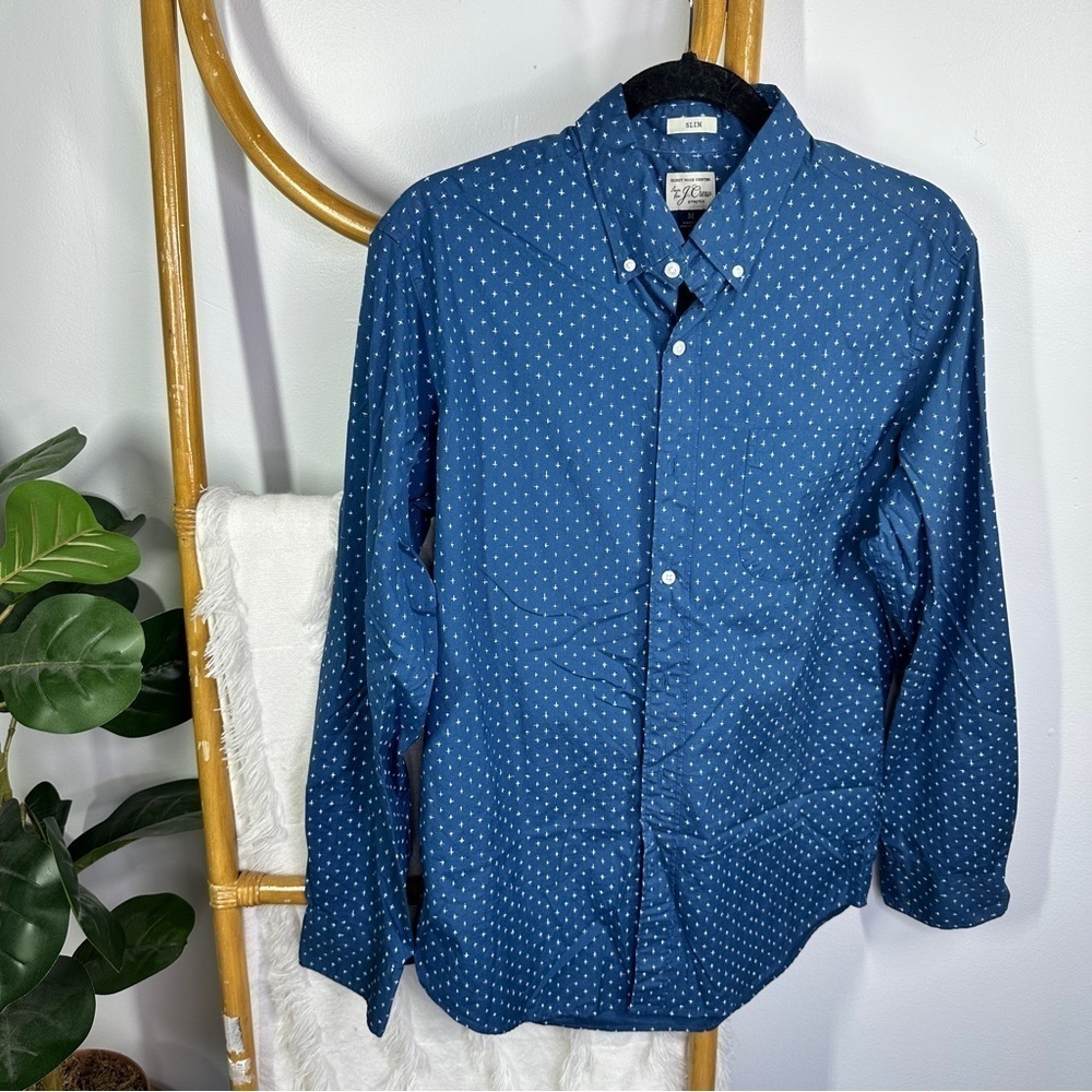J.Crew Navy Blue Collard Slim Button Down sz M